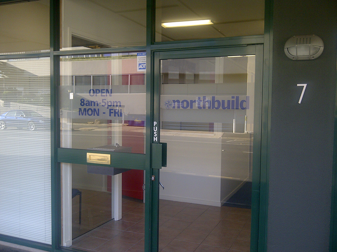 Front door of Northbuild's Russell Street office.